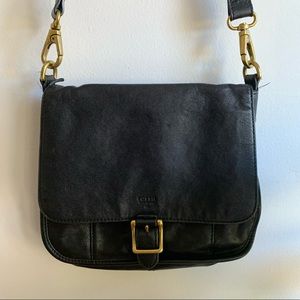 Fossil Black Leather Crossbody Bag